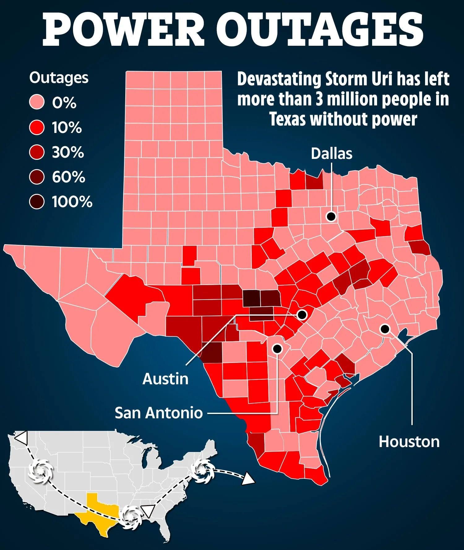 power outage map of Texas