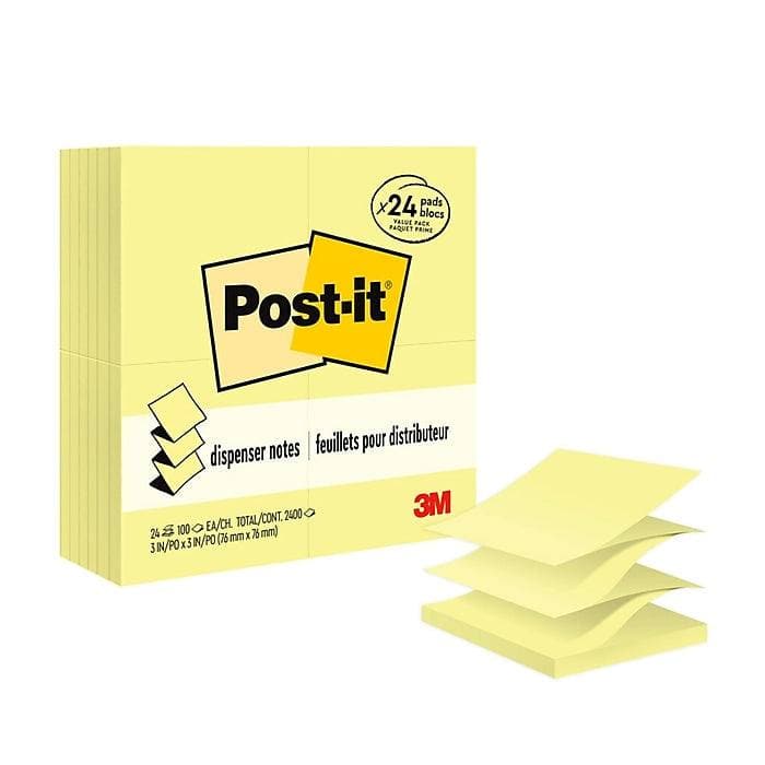 Post-it Pop-up Notes, 3" x 3", Canary Collection, 100 Sheet/Pad, 24 Pads/Pack (VZ751224) - VizoCare