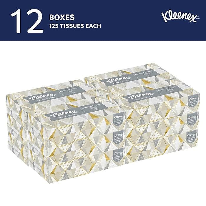 Kleenex Professional Standard Facial Tissue, 2-Ply, White, 125 Sheets/Box, 12 Boxes/Carton (VZ470745) - VizoCare