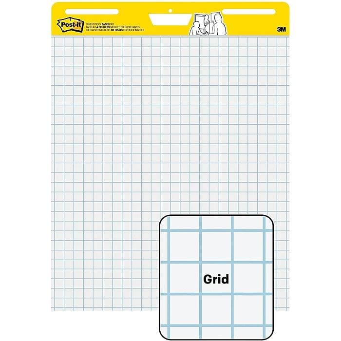 Post-it Super Sticky Wall Easel Pad, 25" x 30", Grid Lined, 30 Sheets/Pad, 4 Pads/Pack (VZ071836) - VizoCare