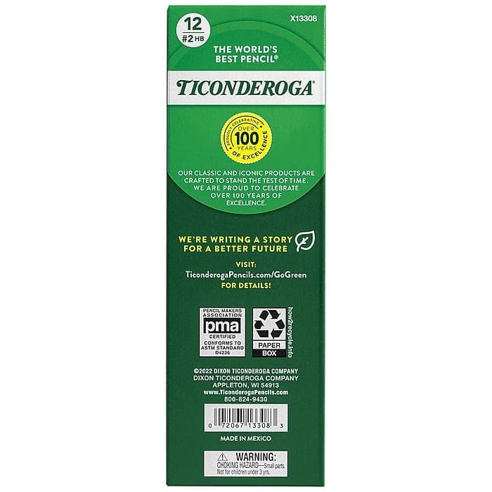 Ticonderoga Beginners Wooden Pencil, 2.2mm, #2 Soft Lead, Dozen (VZ666222) - VizoCare