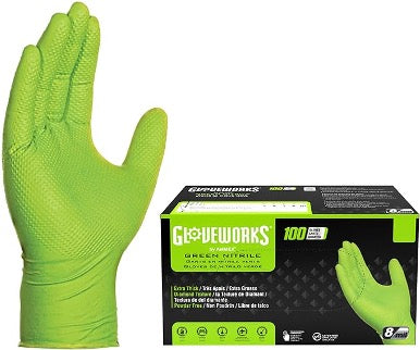 Diamond 8 Mil Green Nitrile Exam, Diamond Grip Gloves (MG-D28G)