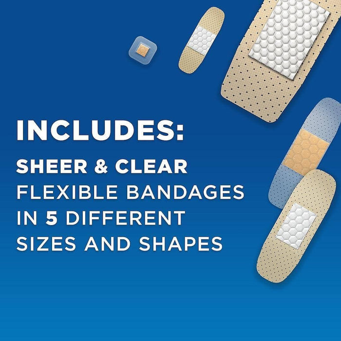 Band-Aid Family Variety Sheer Fabric Adhesive Bandages, 1.75" x 4", 280/Box (VZ-485107) - VizoCare
