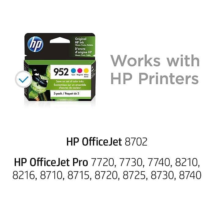 HP 952 Cyan/Magenta/Yellow Standard Yield Ink Cartridge, 3/Pack (VZ1990394) - VizoCare