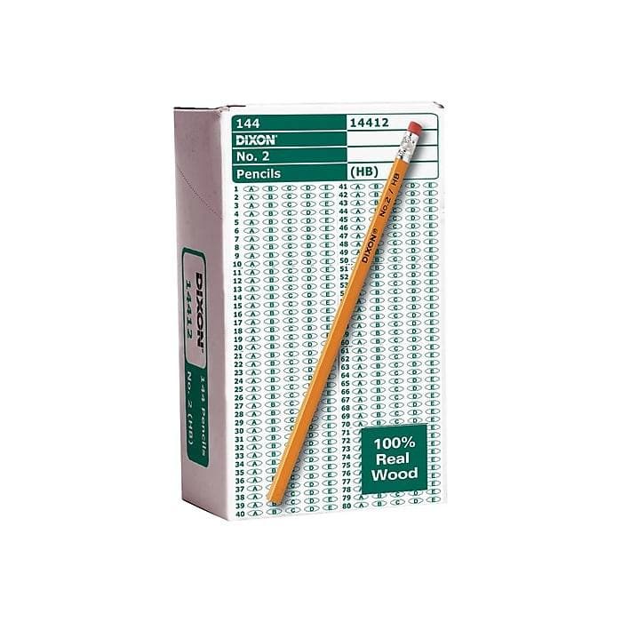 Dixon Wooden Pencil, 2.2mm, #2 Soft Lead, 144/Box (VZ601593) - VizoCare